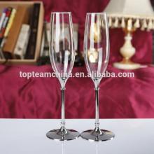 handmade crystal clear champagne  drinking  wine  glass  cup set with metal stand