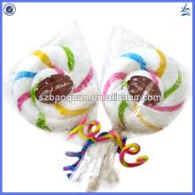 Sweet Delicious lollipop shape towel cake souvenir/wholesale cake towel gifts
