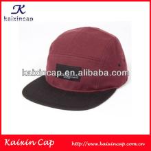 Custom 5/Five Panel Cap And Hat With Red Wine Color