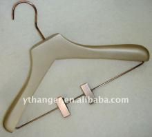 A67 champagne gold wooden clothes hanger for both suits and pants