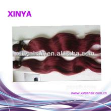 Unprocessed virgin indian  hair  red wine  hair  color  hair  extension