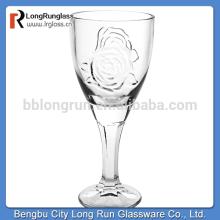 LongRun unique design hotsale red wine glass cup machine pressed beautiful flower glass goblet