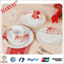 Dishwasher Safe Red Flower Designs Porcelain Painting Round Dinnerware Set/Flat Rim Shape Dinner Set