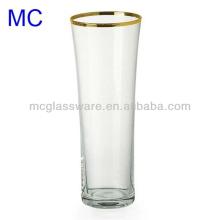 Wholesale champagne  glass  with gold rim/stemless champagne  glass / water   glass 