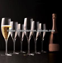 hand made long stem gold rim decorated large champagne glass