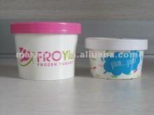Disposable Paper Ice Cream Cup With Paper Flat Lid