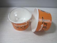 Disposable Custom Logo ice Cream Paper Bowls With Plastic Dome lids