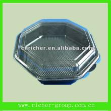 Clear Hinged Lid  Plastic  black Food  Container  with lid