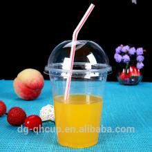 Customized PET Plastic Cup with Dome Lids and Straw/Plastic cup with screw onlid