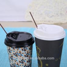 LOGO printed 12-16oz ( 90mm) high quality disposable coffee paper cup with black and white silicone
