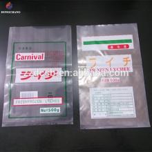 Custom printed plastic food grade  ldpe   bag  for frozen lychee packaging for Japan Market