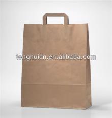 brown kraft grocery paper bag with flat handle