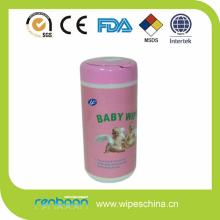 OEM 72pcs alcohol free aloe vitamin e baby wipes in canister