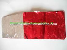 Chocolate foil wrapper with red color, embossing, for candy foil wrapper