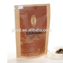 stand up resealable craft paper zip lock tea bag