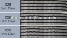 Dark Olive skidproof custom yellow and white stripe ribbon for chocolate decoration