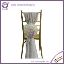 Wholesale champagne chiffon chair sash wedding decoration