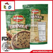 China factory produce stand up bag/pouch for food/snack/tea/ cookies /biscuits