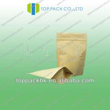 kraft paper lined foil standing zipper tea bag