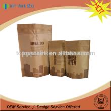Food kraft paper bag with rectangle window/doypack standing up plastic kraft tea bag