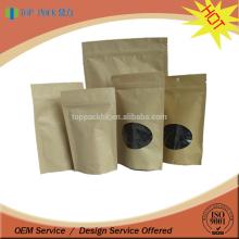 Window kraft paper bag/doypack standing up plastic kraft tea bag