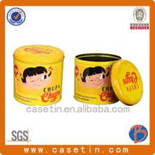 Round shape airtight family-size packet of lollipop tin box wholesale