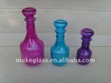 beautiful different colored glass bottle for wine