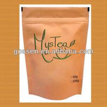 foil lined stand up kraft paper tea bags with zipper