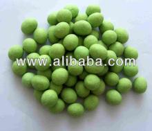 Coated peanuts and coated green peas wasabi, cheese, barbecue, spicy flavors