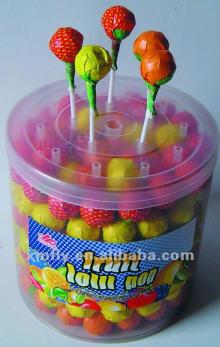 Big fruit flavour lollipop in jar