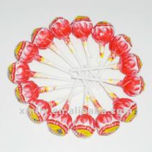 Fruit flavour big lollipop with bubble gum