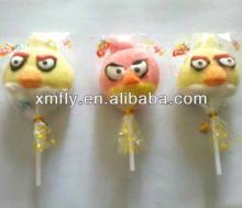 soft angry small bird and animal shape sweet fruity bulk halal stick cotton lollipop candy