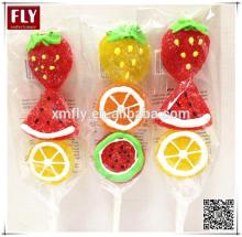 Fruit shapes Halal pectin sweets candy stick jelly candy lollipop