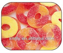 Peach colour rings shape sugar coated fruit vitamin chewing halal gummy candy ring