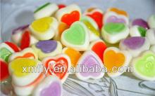 Red and yellow color swirl mini heart shape gelatin gummy bulk candy brands