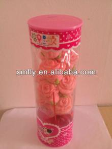 Plastic box wrapped rose shape marshmallow candy