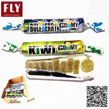 kiwi and strawberry fruit flavored sour jelly gummy stick
