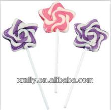 colorful star shaped rainbow lollipop candy swirl pops