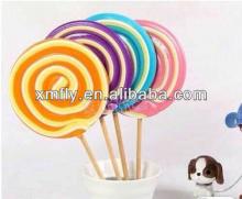 individual rainbow colors twist swirl big hard round flat lollipop candy
