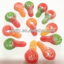 Sour powder coated nipples shaped jelly halal sour candy gummy