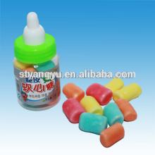 Sour crispy candy coated marshmallow in nursing bottle