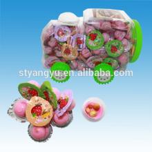 strawberry chocolate with biscuit cup in car