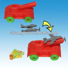 Small Plastic Toy Tank with Toy Plane Toy with Candy
