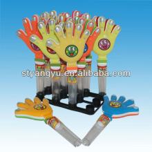 Plastic Big Hand Clap Toy with Compressed Candy