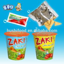 Snack Chips Ketchup Chips Spicy Corn Bugle Shape Tomato Sauce ZAKI paper cup in tray