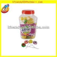 10g Good flavors handmade hard and round fruit shape long stick lollipops