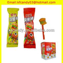 10g hamburger whistle lollipop with fruity milk flavor hard candy
