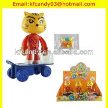 promotional plastic pull back sliding plate animal candy toy