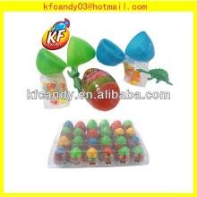 Funny mini dinosaur plastic toy egg with sweet candy for promotional