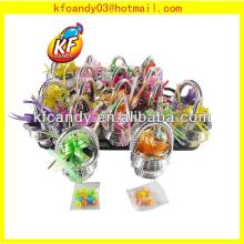 Plastic  mini  flower basket toys with candy